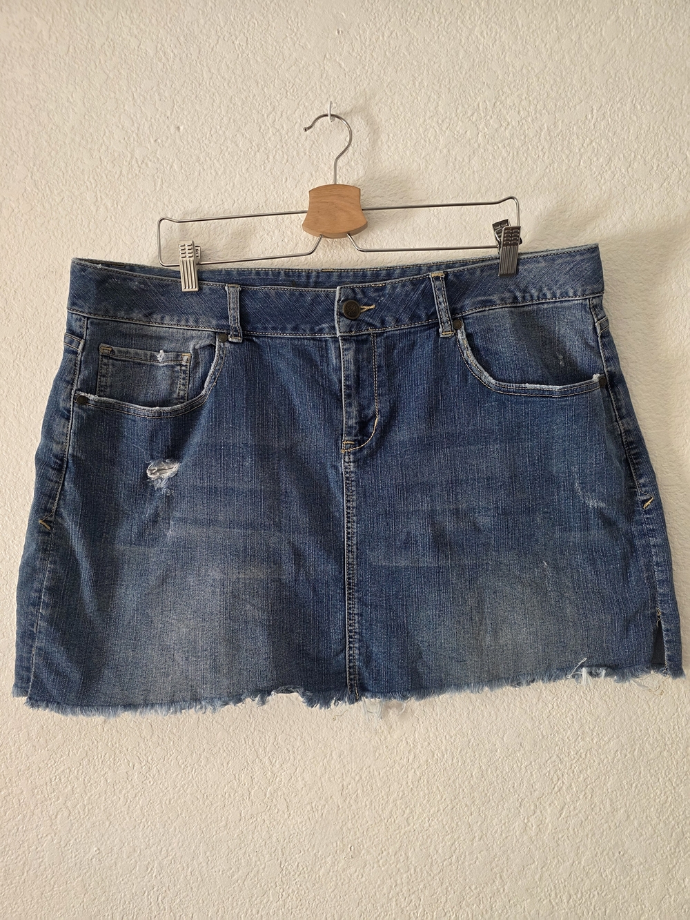 American Rag Distressed Denim Mini Skirt - Blue